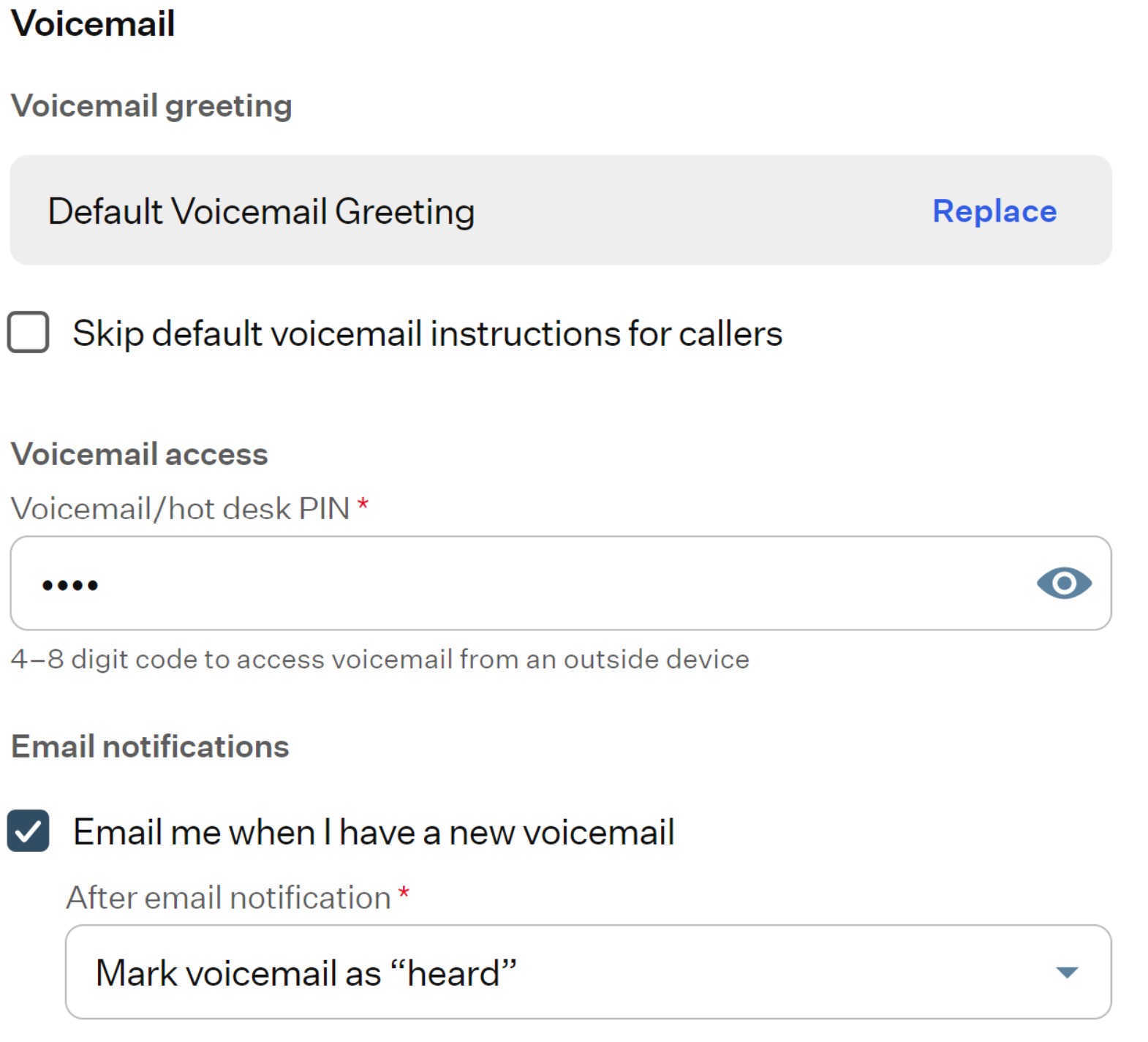 Voicemail Settings