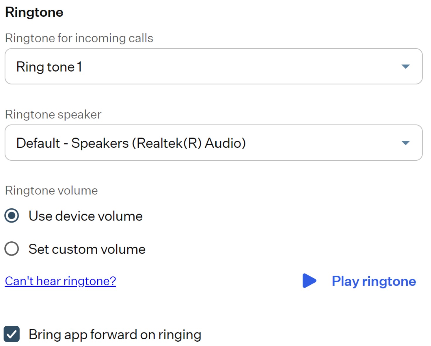 Ringtone Settings