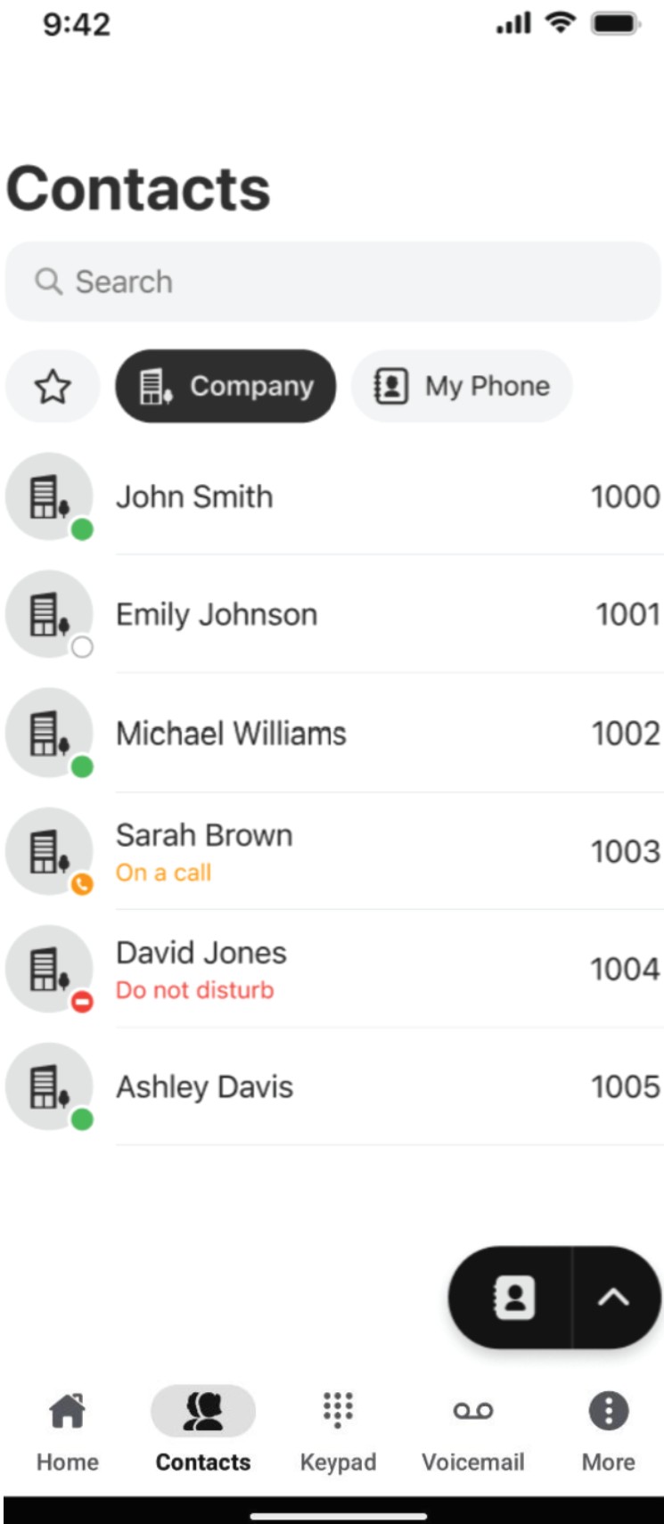 Contacts Module Interface