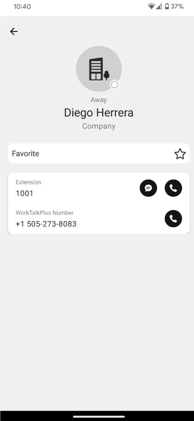 Contact Card Interface